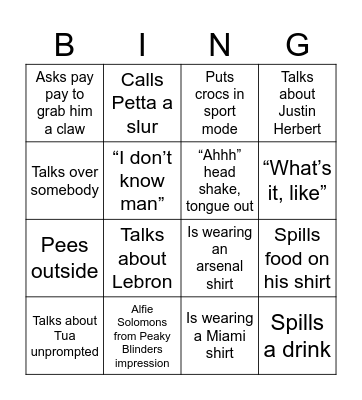 Blaisey Bingo Card