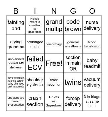 February OB BINGO Card