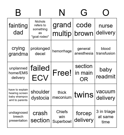 February OB BINGO Card