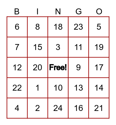 Heart Health BINGO Card