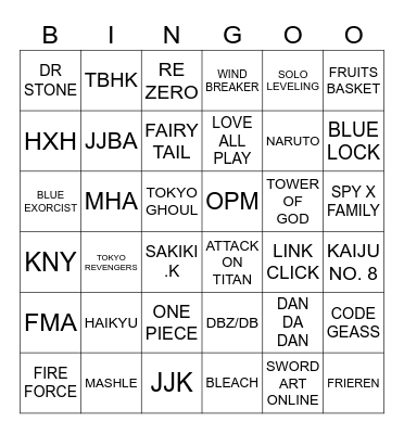 Anime bbbingo Card