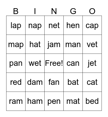 Smart Phonics 2 Chpt 1-3 Bingo Card