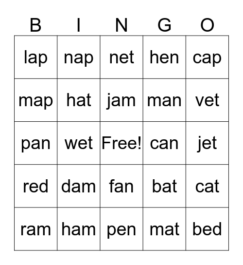 Smart Phonics 2 Chpt 1-3 Bingo Card