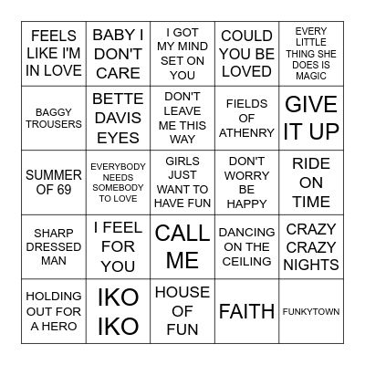 Now That's What I Call Music Bingo 80s Vol 1 Bingo Card