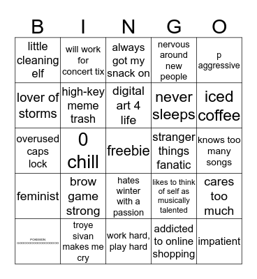 Noraa's Bingo Card