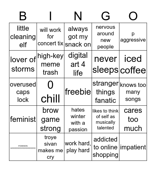 Noraa's Bingo Card