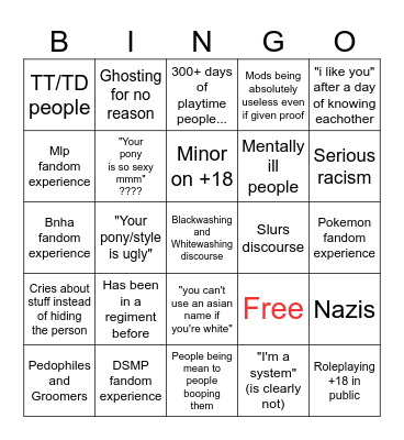 Pony town bingo w Hyeon 🎉 Bingo Card