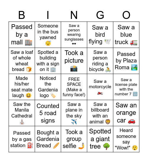ᯓ★ 🚌 BUS BINGO! 🚌 ★ᯓ Bingo Card