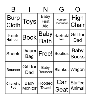Baby Shower Bingo Card
