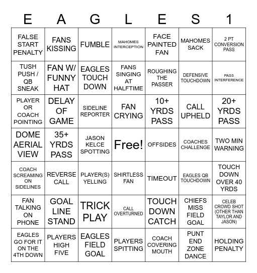 SUPERBOWL BINGO Card