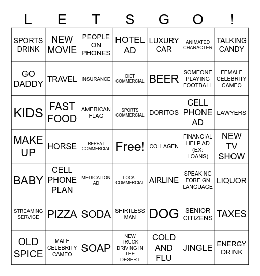 COMMERCIAL BINGO Card