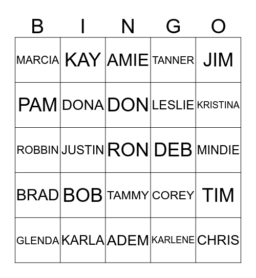 RUHLAND REUNION 2016 Bingo Card