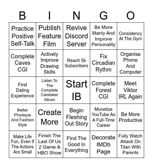 2025 Bingo Card Bingo Card