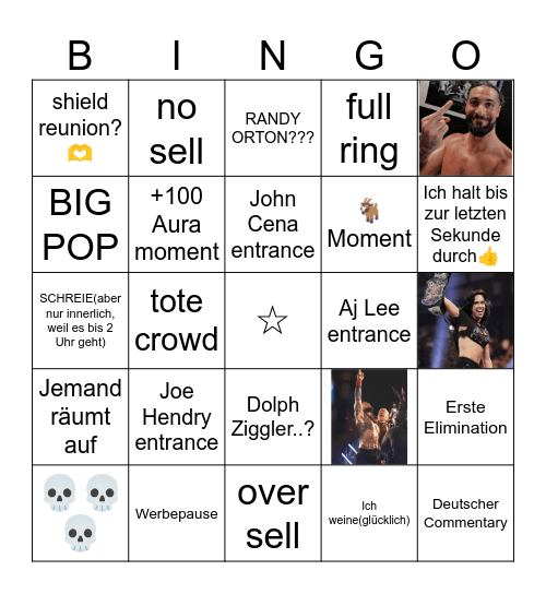 2025 ROYAL RUMBLE!(ich wurde gespoilert) Bingo Card