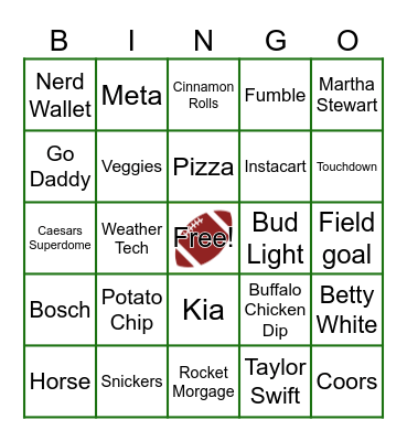 SUPERBOWL 59 Bingo Card