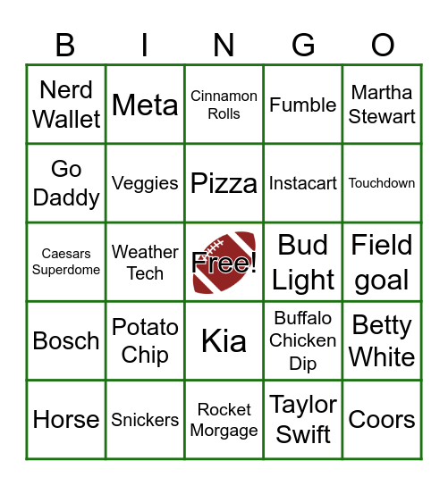 SUPERBOWL 59 Bingo Card