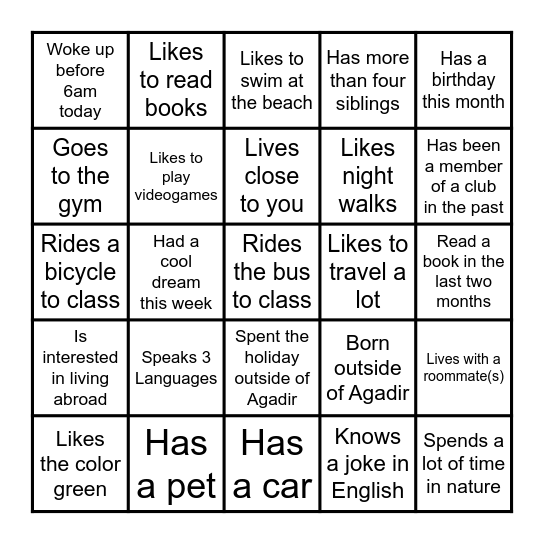 Find Someone Who Bingo Card