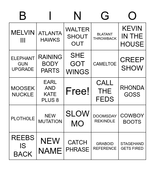 Tremors BINGO Card
