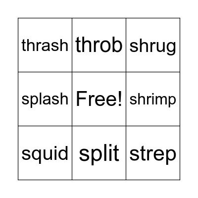 3 Letter Blends Bingo Card