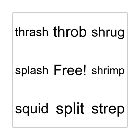 3 Letter Blends Bingo Card