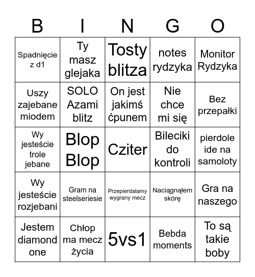 Bingo Sidzoza Bingo Card