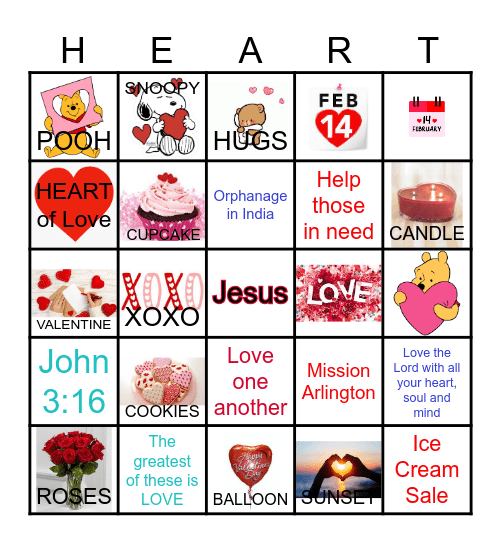 Valentine Mission Bingo Card