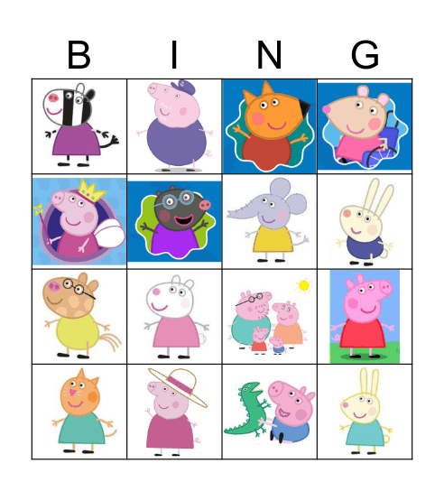 Peppa Pig Bingo Card