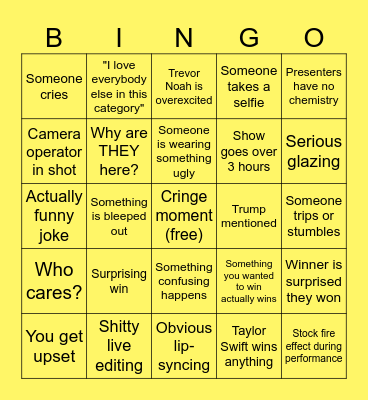 grammy bingo Card