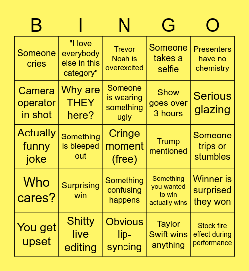 grammy bingo Card