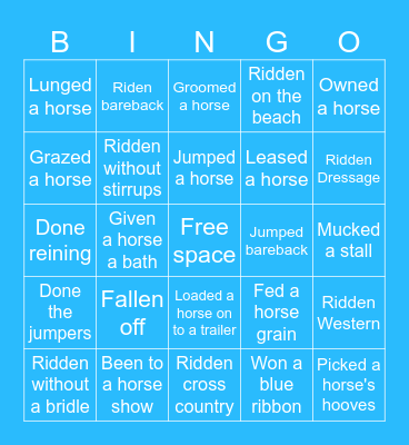 Equestrian Bingo Card
