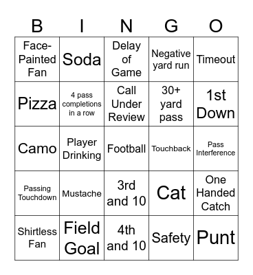 Football Bingo Card