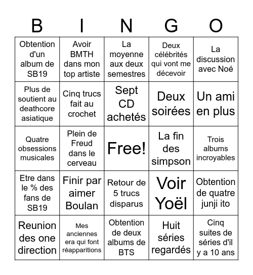 Bingo 2025 Bingo Card