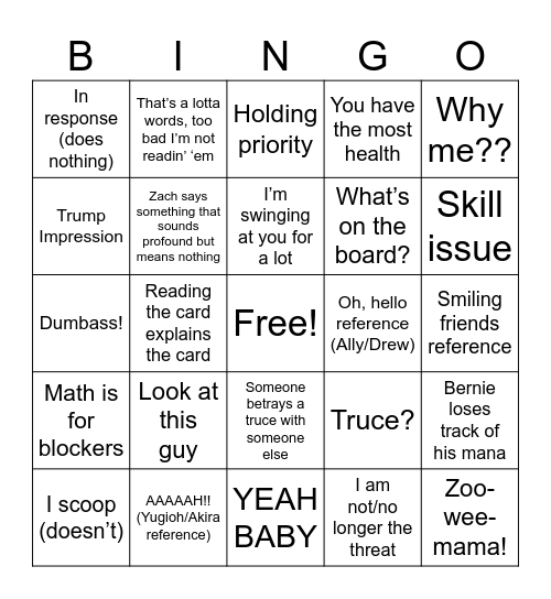 MTG Night Bingo Card