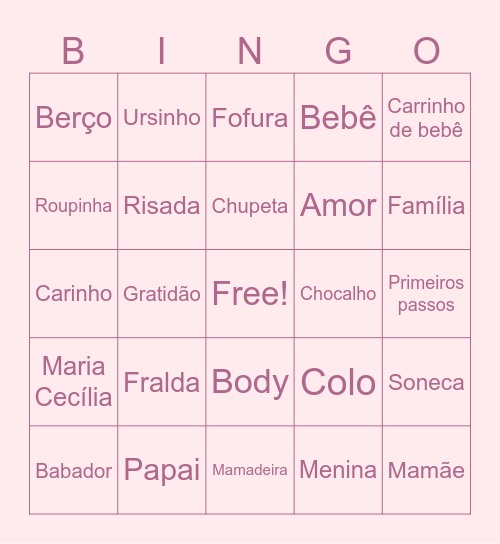Maria Cecília Bingo Card