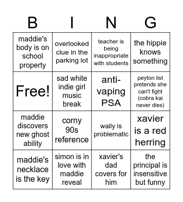 school spookies Bingo Card