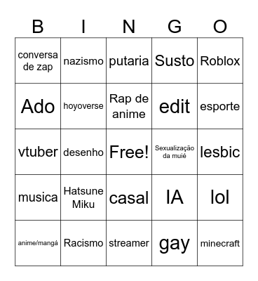 Bingo do Instagram Bingo Card