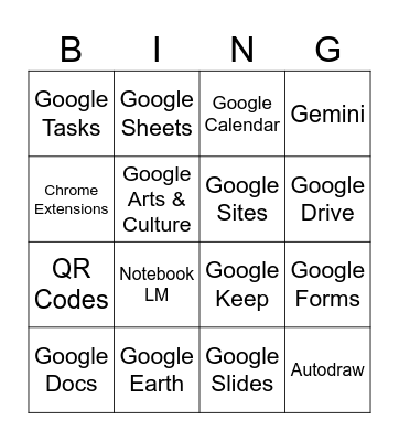 Google Bingo Card
