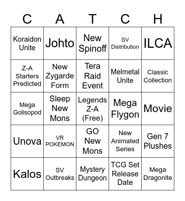 Pokemon Presents 2025 Bingo Card