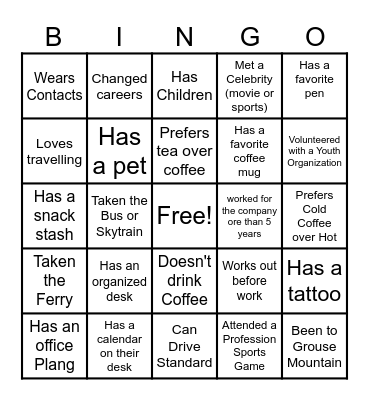 Office Bingo Card