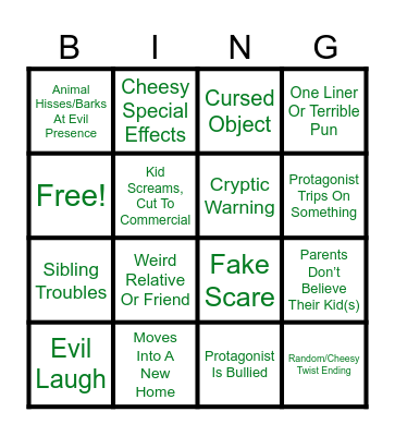 Goosebumps Bingo! TV Series Addition Bingo Card
