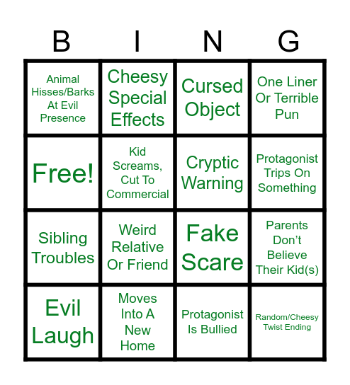 Goosebumps Bingo! TV Series Addition Bingo Card