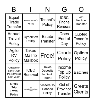 Office Bingo Card