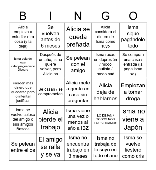 Bingo de Isma y Alicia en Euskadi 2025 Bingo Card