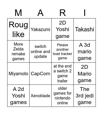 Nintendo switch 1 direct Bingo Card