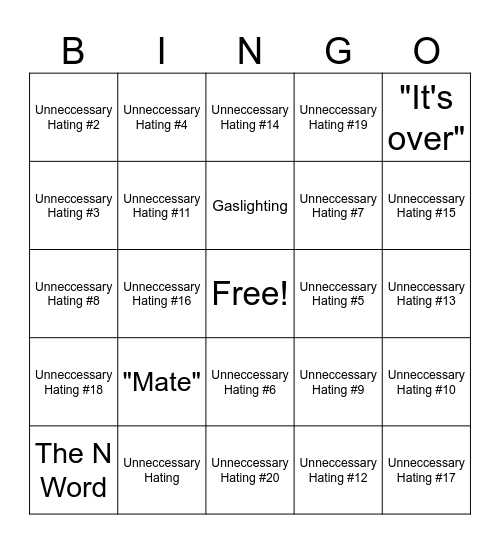 Andreino100 Conversation Bingo Card Bingo Card