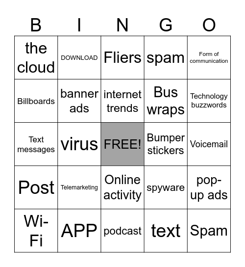 Unit 7 Vocabulary Bingo Card