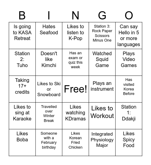 KASA BINGO Card