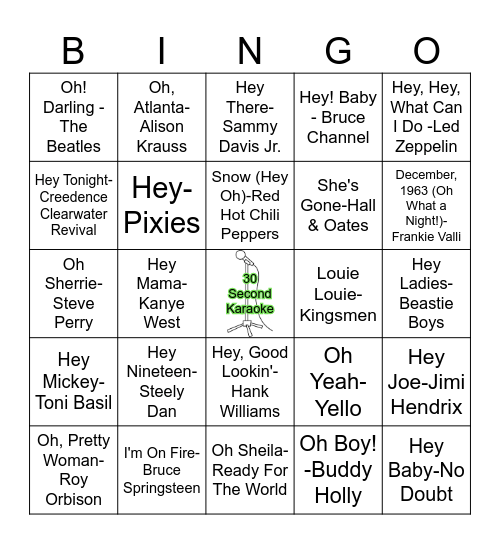 Oh... Hey! Bingo Card