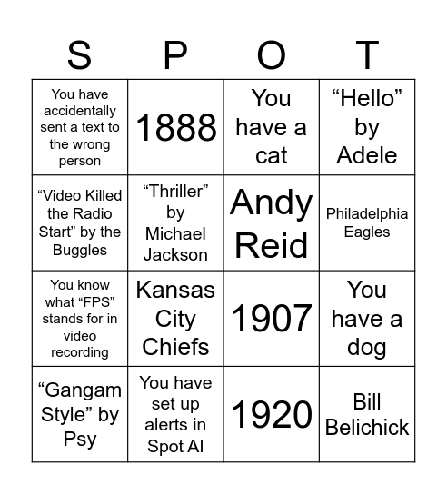 Spot Bingo Card