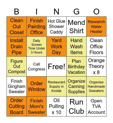 February Bingo Card
